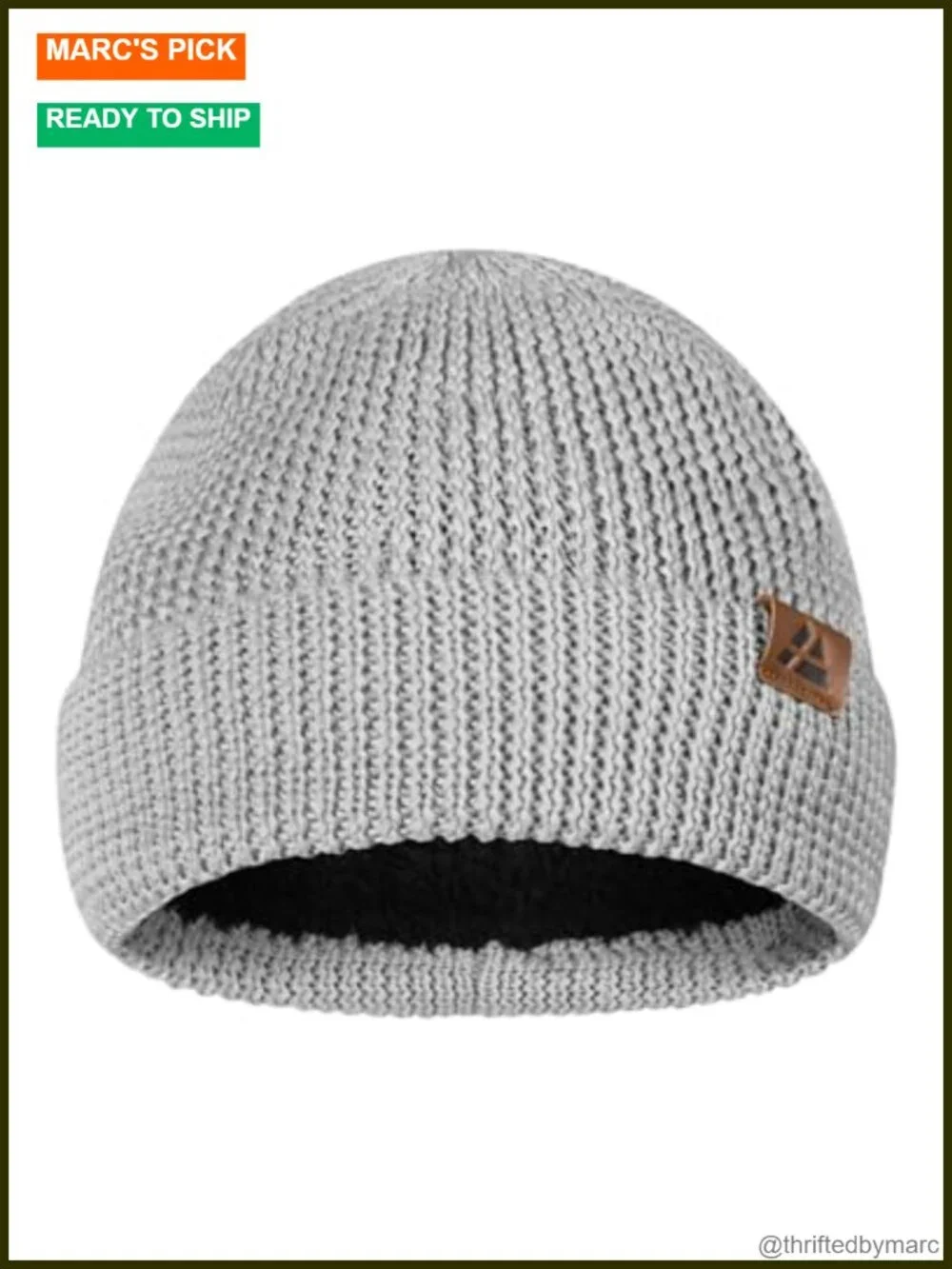 Merino Wool Fleece Lined Beanie - Stretchy Warm Hat
